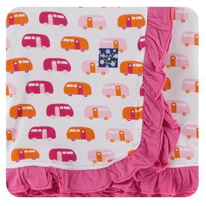 Kickee Pants Print Ruffle Toddler Blanket - Natural camper