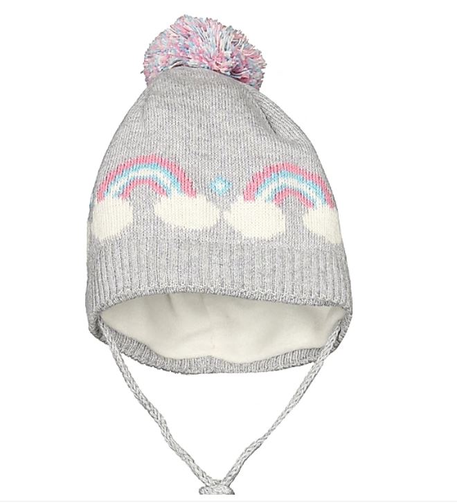 Sterntaler Knitted Hat Rainbow Lined in Light Gray