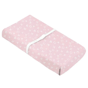 Kushies- Fitted Change Pad Cover- Pink XO Hearts