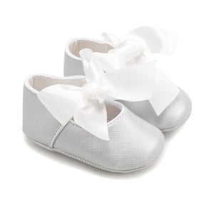 Mayoral Bow Ballerina Baby Shoes Platinum