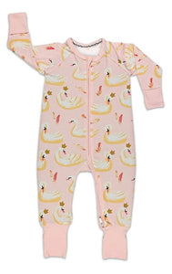 Good Luck Sock - Swans Baby Pajamas