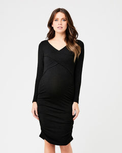 Ripe Maternity- Cross Front Nursing Dress- Black