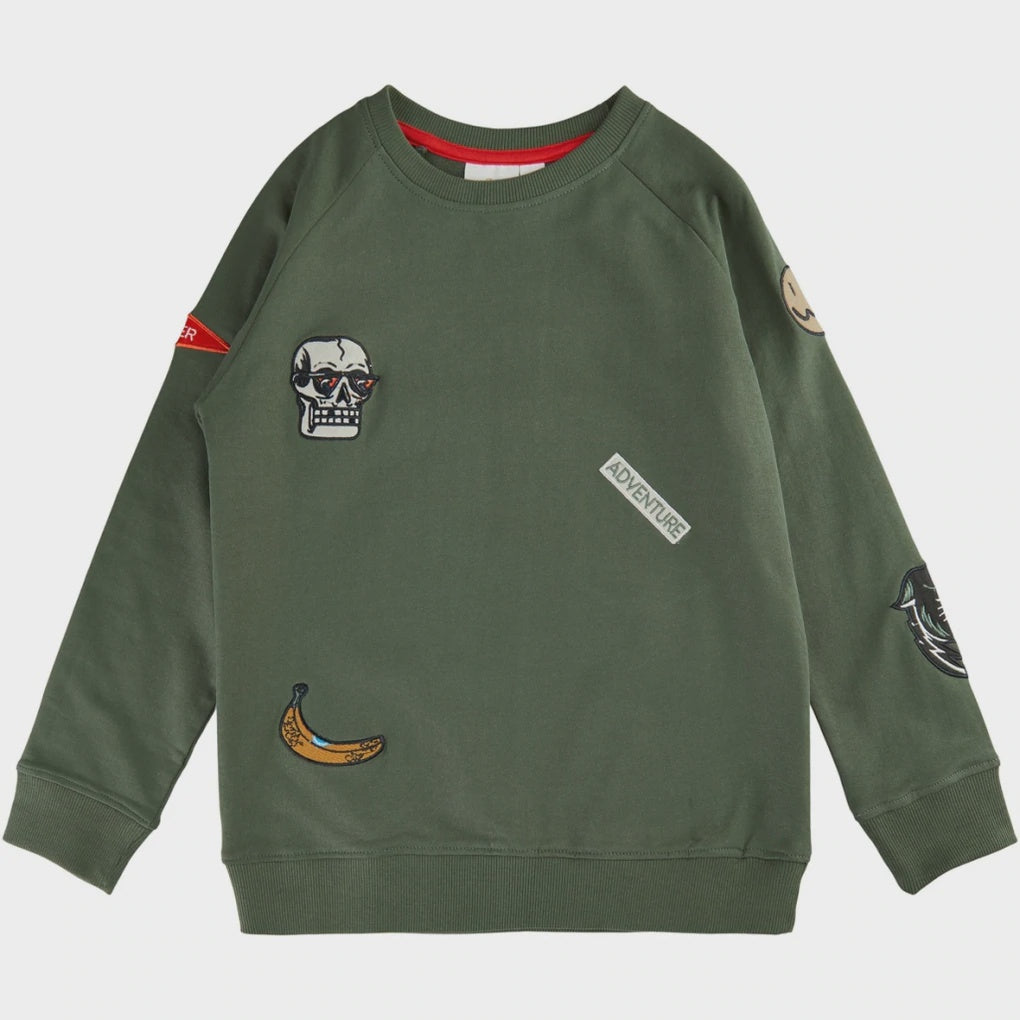The New- Birdy Thin Patch Sweatshirt- Green 4043