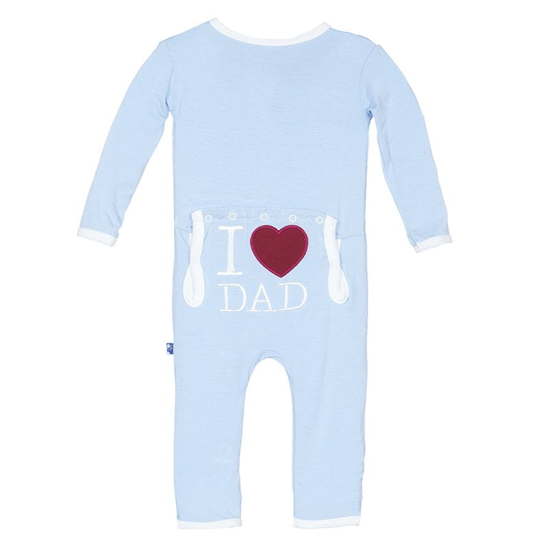 Kickee Pants- I Love Dad Coverall- Pond Blue