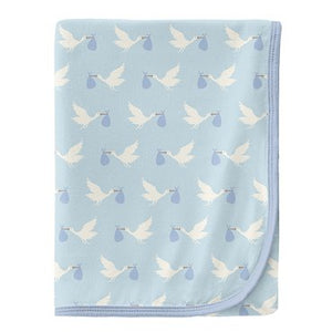 Kickee Pants Swaddling Blanket- Spring Sky Stork