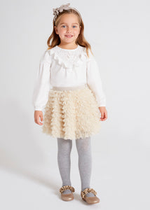 Mayoral Tulle Ruffle Skirt- Champagne 4945