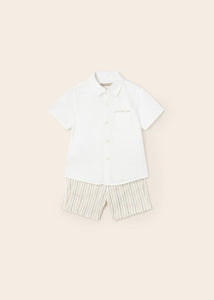 Mayoral dressy linen shorts set - beige 1295