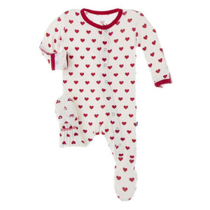 Kickee Pants Footie with Snaps- Natural Hearts – BosomBabies