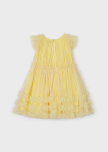Mayoral Yellow Tulle Dress with Ruffles 3918