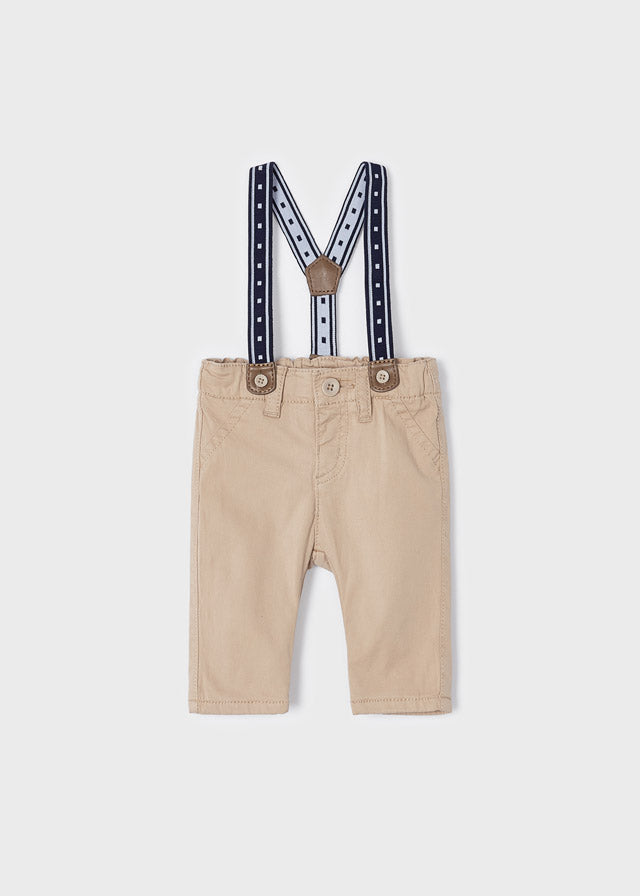 Mayoral Boys Pants with Suspenders- Natural 2519